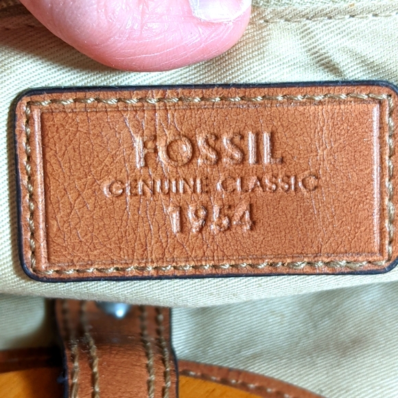 Fossil Pastel Basket Weave Straw Wood Handle Leather Trim - Picture 6 of 7